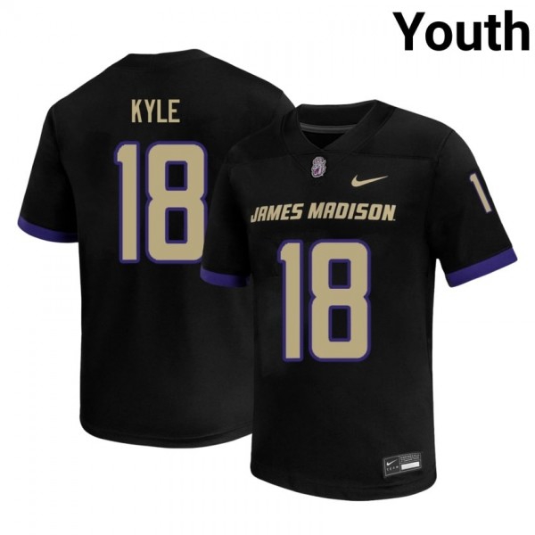 James Madison Dukes #18 Logan Kyle Black Stitch Jerseys Youth-League Fan Gear