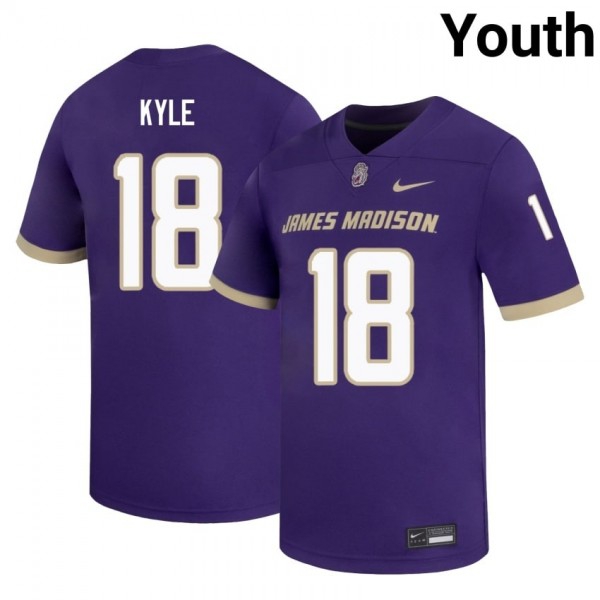 James Madison Dukes #18 Logan Kyle Purple Stitch Youth Jersey-League Fan Gear