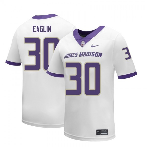 Men James Madison Dukes #30 Justin Eaglin White Stitch Jersey-League Fan Gear