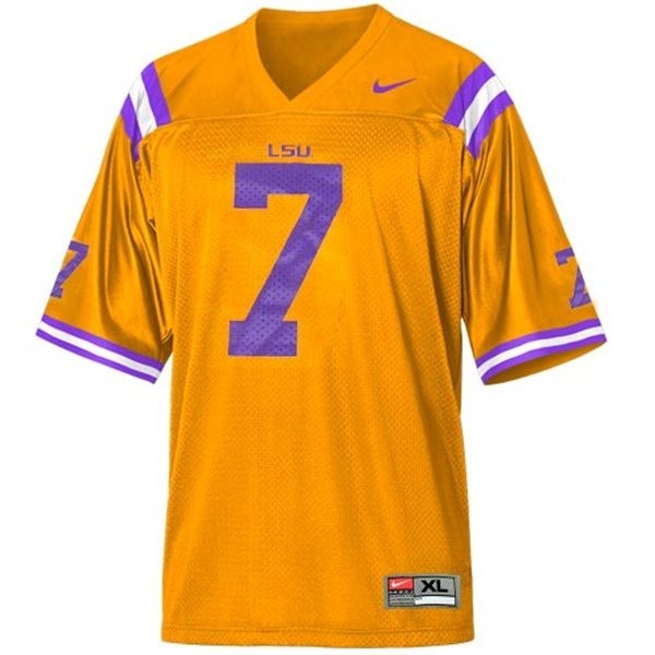 Lsu Tigers Tyrann Mathieu Honey Badger #7 Gold Men Stitch Jersey-League Fan Gear