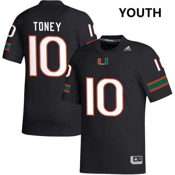 Miami Hurricanes #10 Malachi Toney Stitch - Black Youth Jersey-League Fan Gear