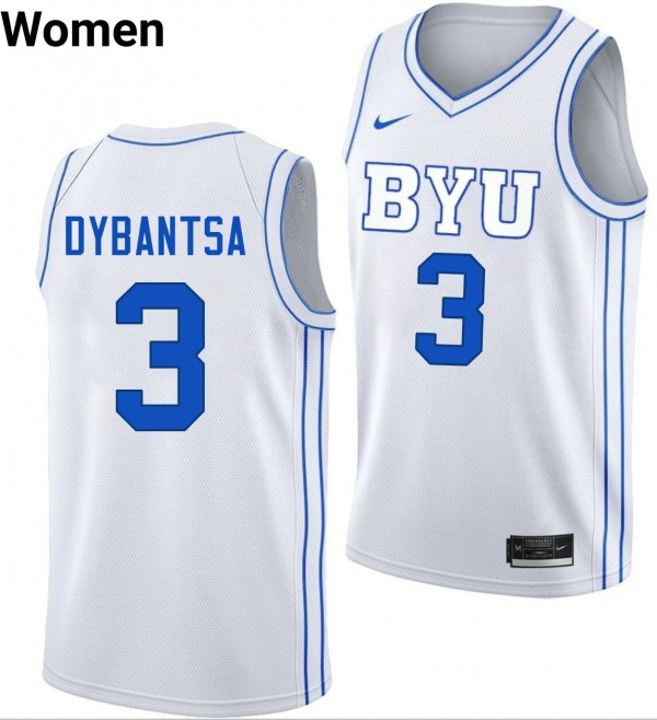 Women Byu Cougars #3 A.j. Dybantsa White Stitch Jerseys