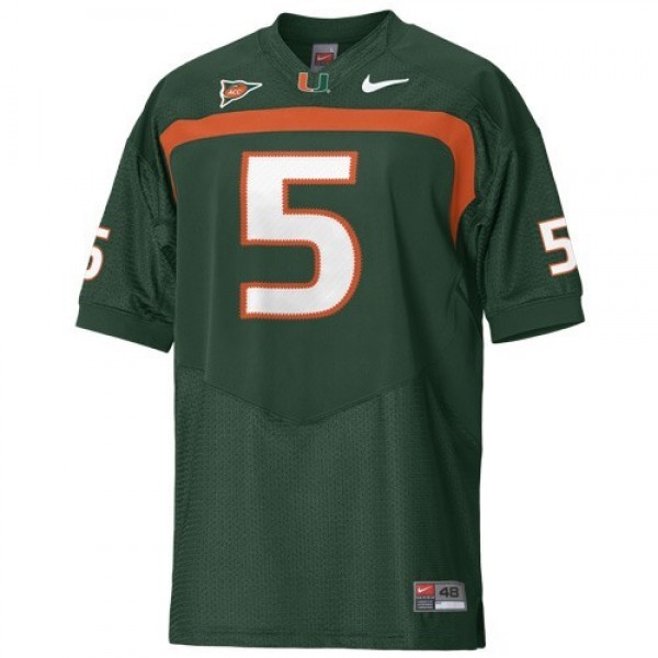 Miami Hurricanes Andre Johnson #5 Green Youth Jersey-League Fan Gear