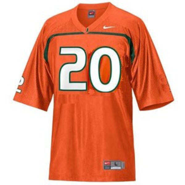 Miami Hurricanes Ed Reed #20 Orange Men Stitch Jersey-League Fan Gear
