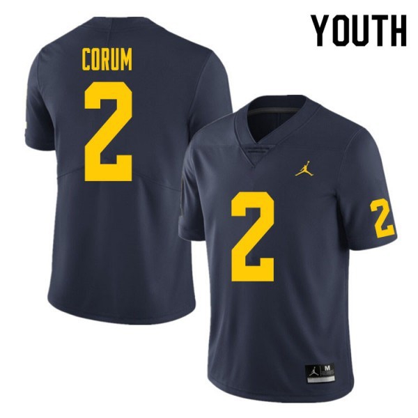 Brand Michigan Wolverines Blake Corum #2 Navy Stitch Youth Jersey-League Fan Gear