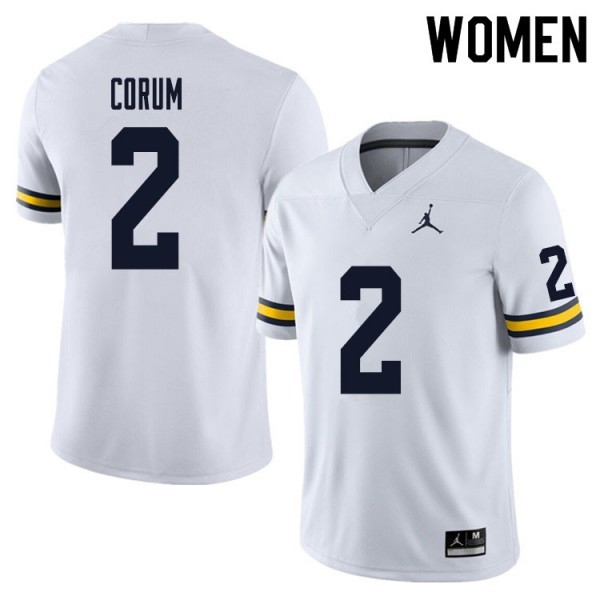 Brand Michigan Wolverines Blake Corum #2 White Stitch Women's Jersey-League Fan Gear