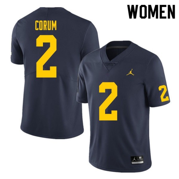 Brand Michigan Wolverines Blake Corum #2 Navy Stitch Women's Jersey-League Fan Gear