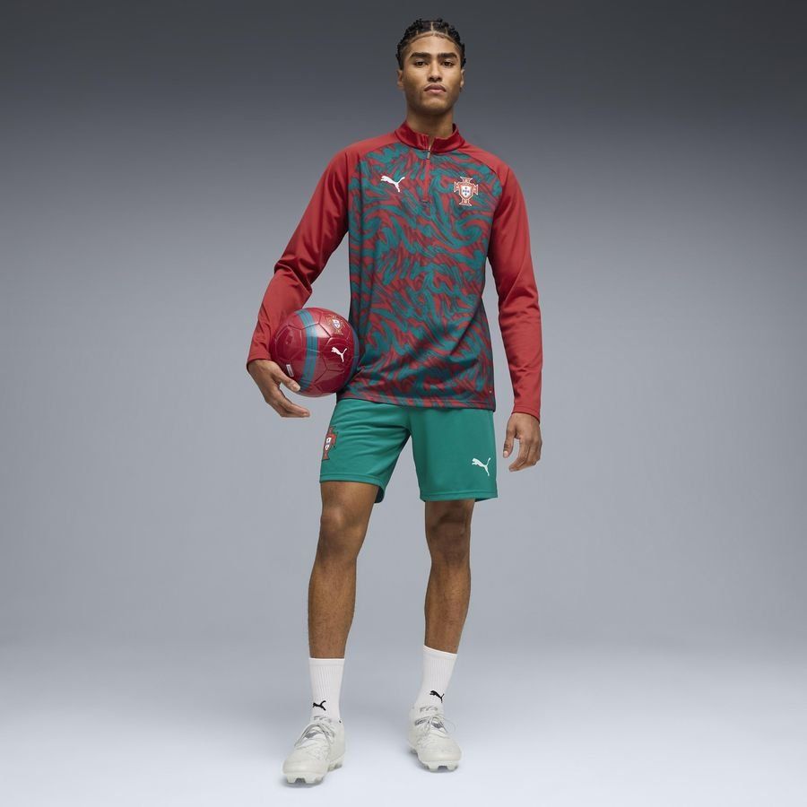 Portugal Training Shirt Pre Match 1/4 Zip World Cup 2026 - Club Red/Green Lagoon-League Fan Gear