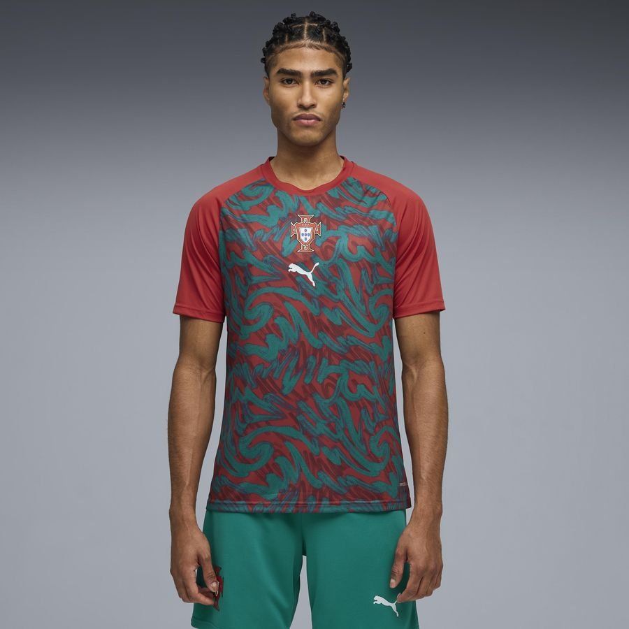 Portugal Training T-Shirt Pre Match World Cup 2026 - Club Red/Green Lagoon-League Fan Gear