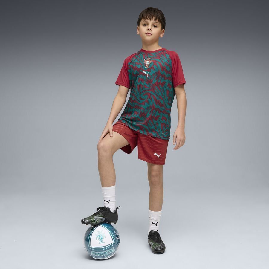 Portugal Training T-Shirt Pre Match World Cup 2026 - Club Red/Green Lagoon Kids-League Fan Gear