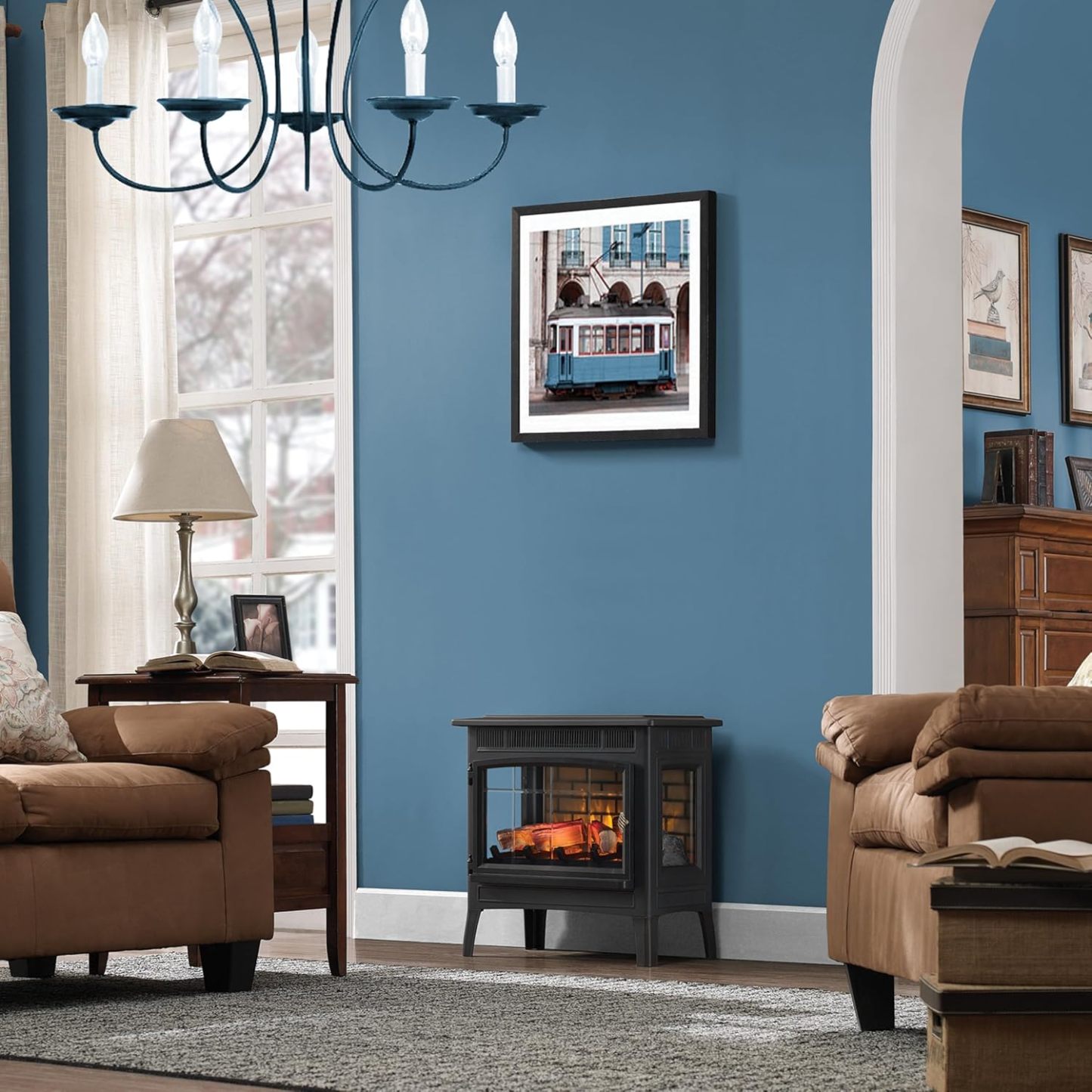 Freestanding Electric Fireplace Stove Heater