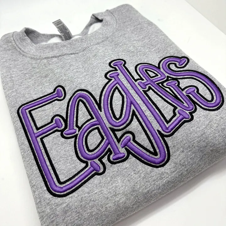 Custom Cropped 3D Puff Embroidered Sweatshirt With Side Bow – Personalized Varsity Style Top