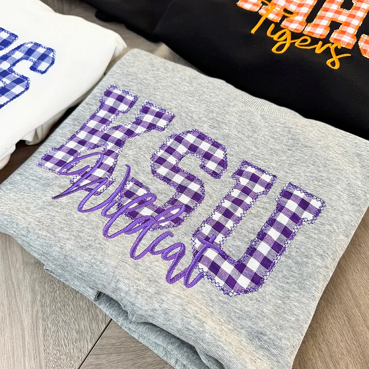 Custom Plaid Embroidered Sweatshirt, Game Day Apparel