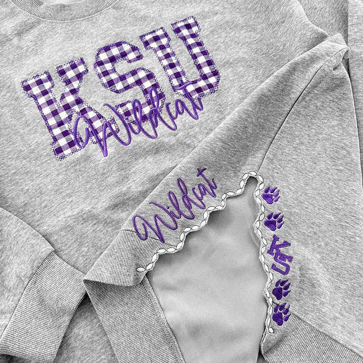 Custom Plaid Embroidered Sweatshirt, Game Day Apparel