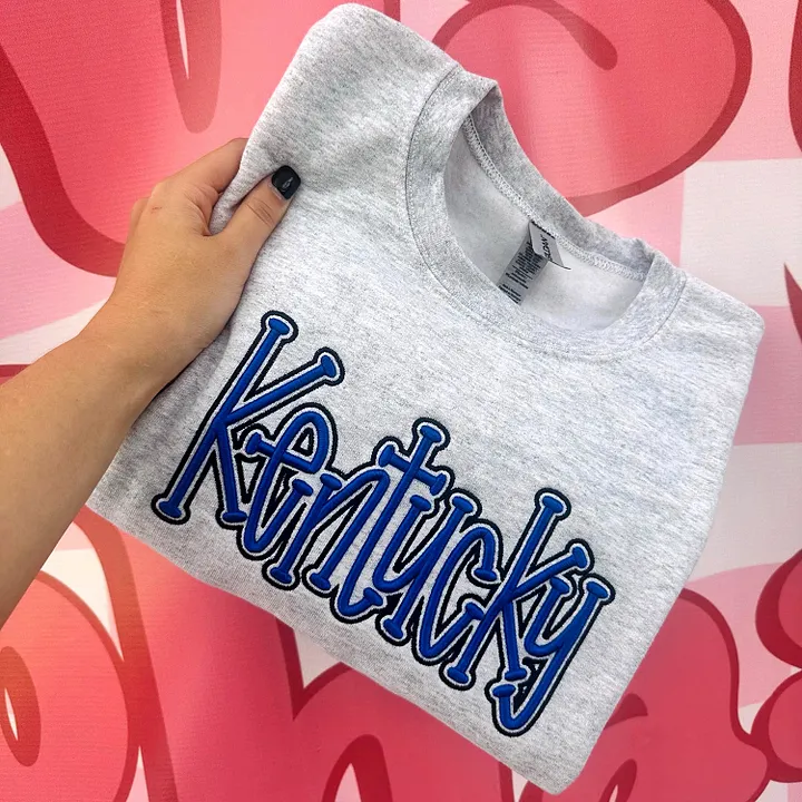 Custom Cropped 3D Puff Embroidered Sweatshirt With Side Bow – Personalized Varsity Style Top