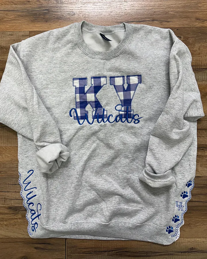 Custom Plaid Embroidered Sweatshirt, Game Day Apparel