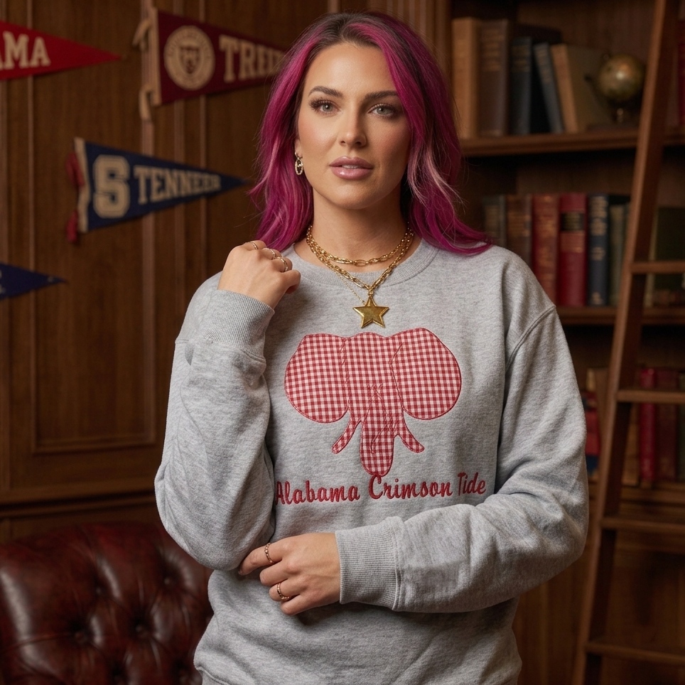 Game Day Ready-Custom Gingham Varsity Appliqué Sweatshirt for Sport Moms