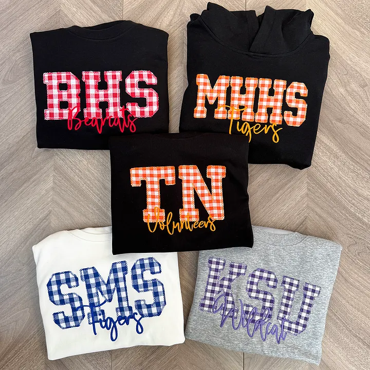 Custom Plaid Embroidered Sweatshirt, Game Day Apparel