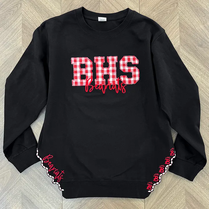 Custom Plaid Embroidered Sweatshirt, Game Day Apparel