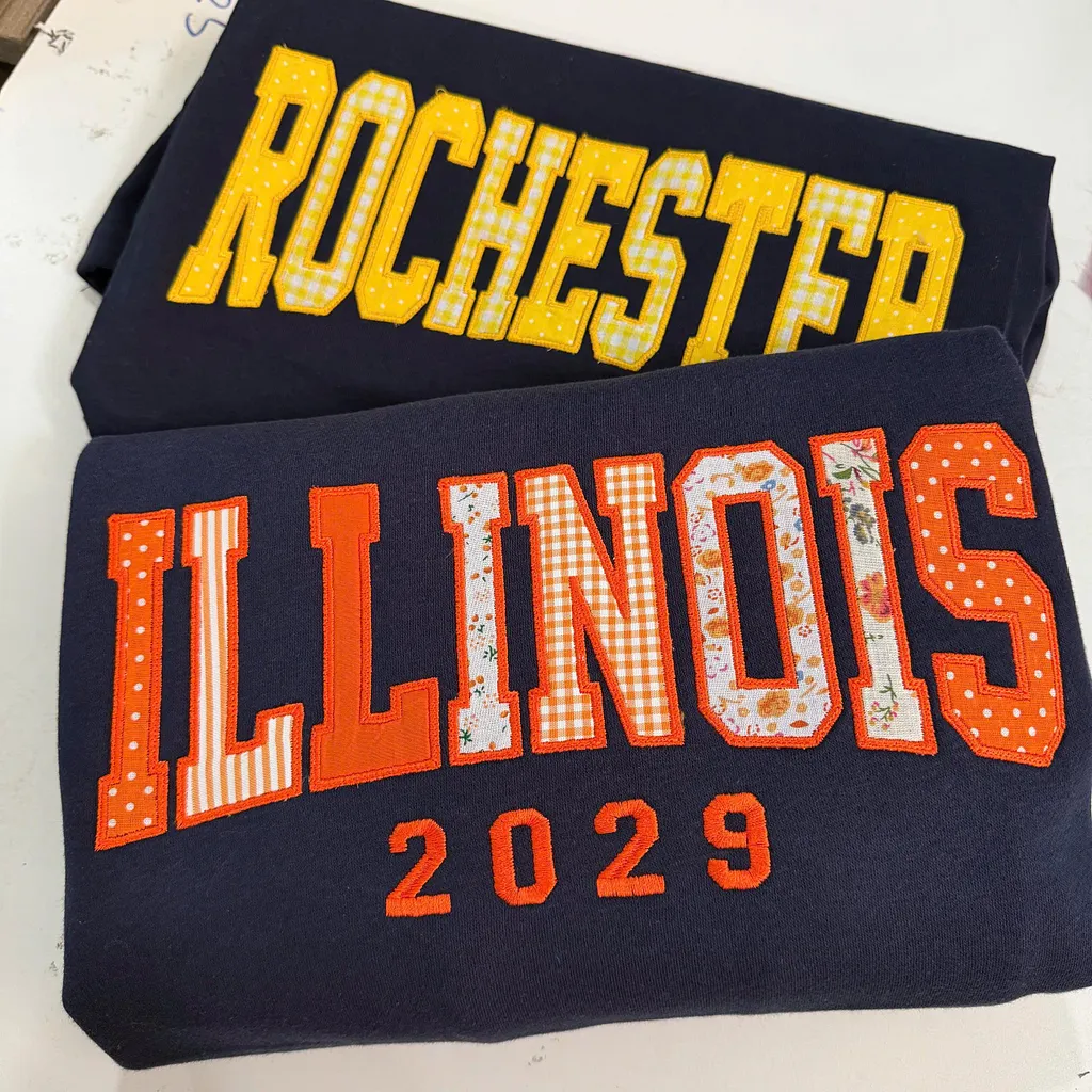 Custom Patchwork Embroidered College Appliqué Sweatshirt – Personalized Varsity Spirit Crewneck
