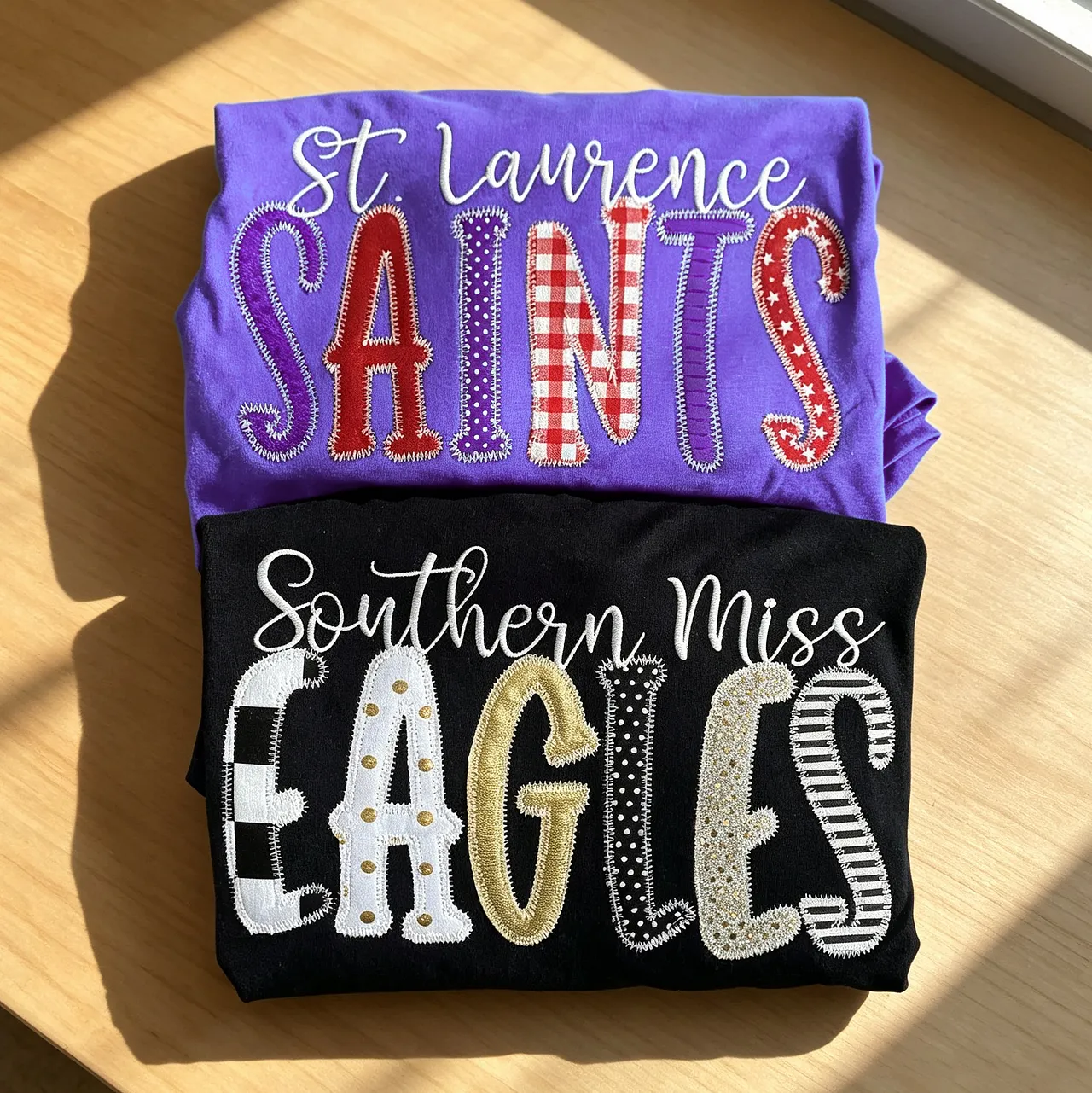 Custom Appliqué Embroidered School Spirit Mascot Team Sweatshirt – Personalized Varsity Game Day Apparel