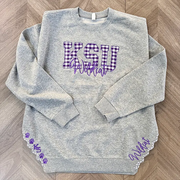 Custom Plaid Embroidered Sweatshirt, Game Day Apparel