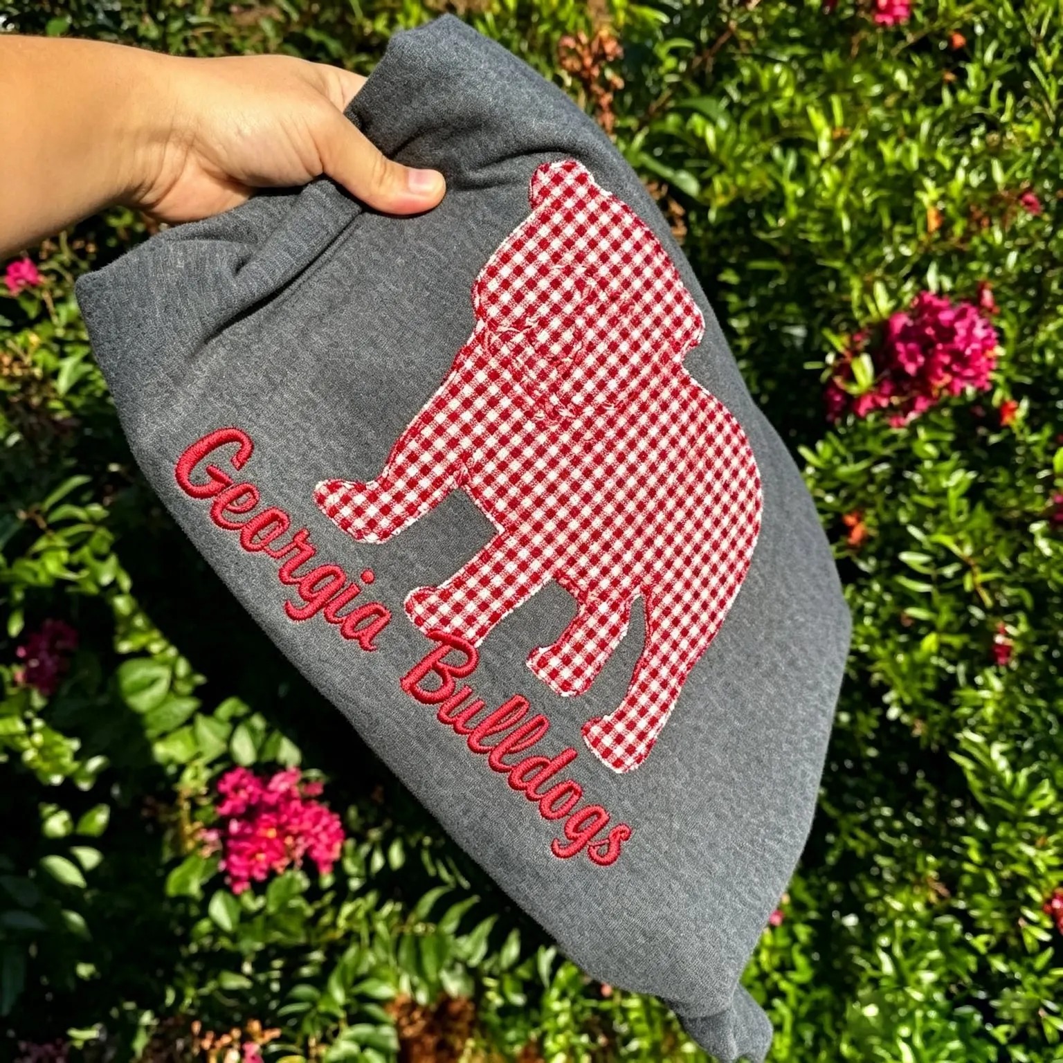 Game Day Ready-Custom Gingham Varsity Appliqué Sweatshirt for Sport Moms