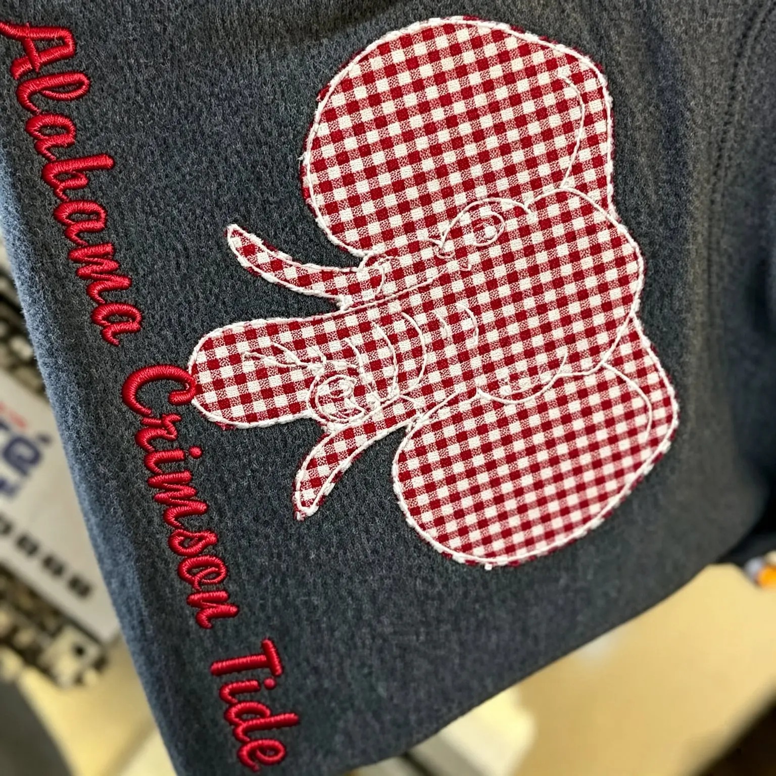 Game Day Ready-Custom Gingham Varsity Appliqué Sweatshirt for Sport Moms