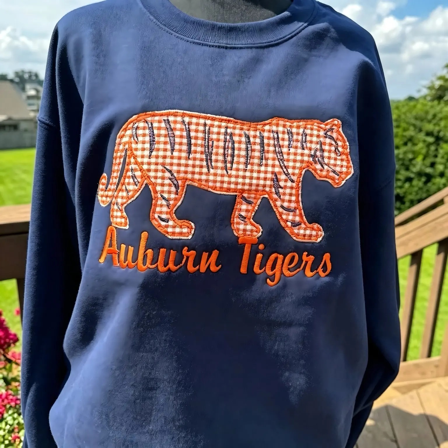 Game Day Ready-Custom Gingham Varsity Appliqué Sweatshirt for Sport Moms