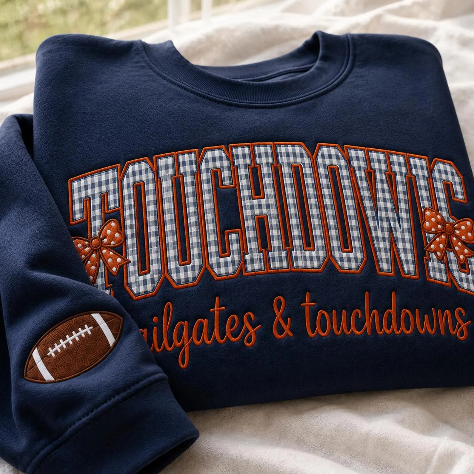 Custom Appliqué Sweatshirt – Personalized Game Day Apparel | Embroidered Mascot Varsity Spirit Shirt