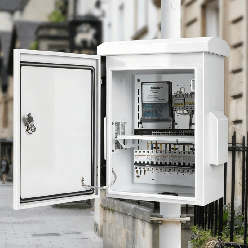 Outdoor Electrical Box with Thermostat and Fan, Cold-Rolled Steel Plate, Aluminum Alloy Back Beam, WD Series