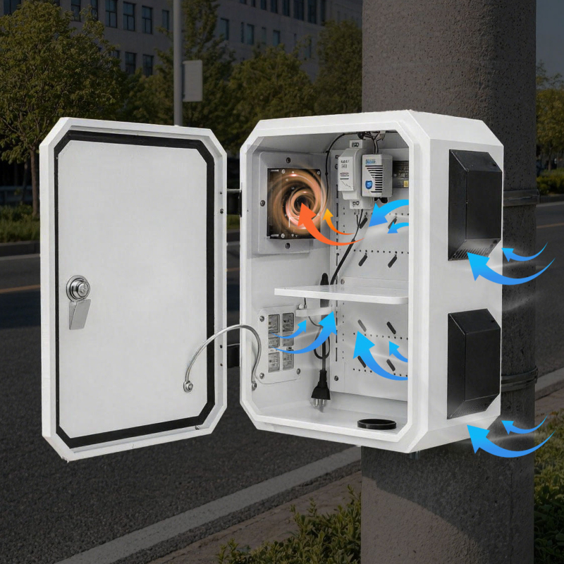 Outdoor Electrical Box with Thermostat and Fan, Cold-Rolled Steel Plate, Aluminum Alloy Back Beam, CG Series