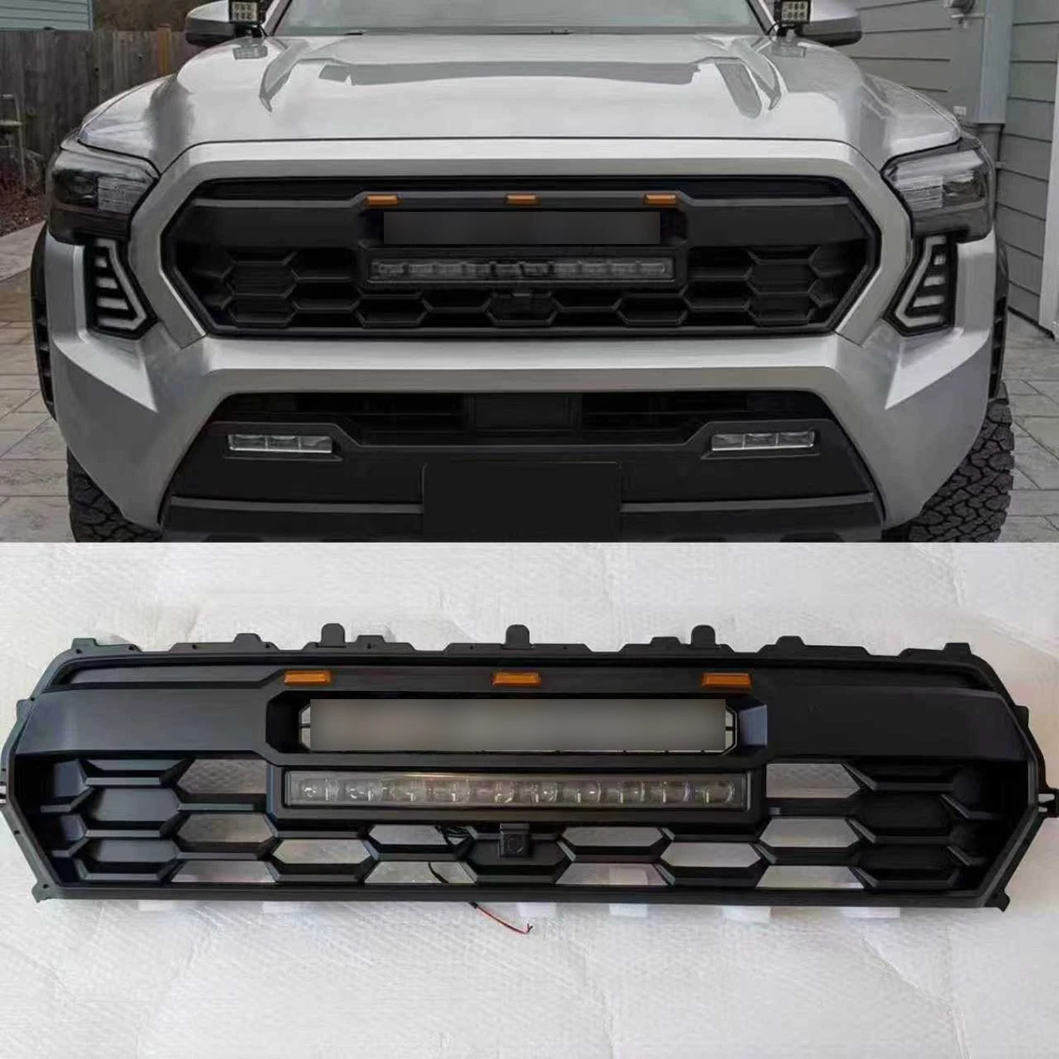 Covelta Black Front Grille with LED Light Bar for 2024 Toyota Tacoma
