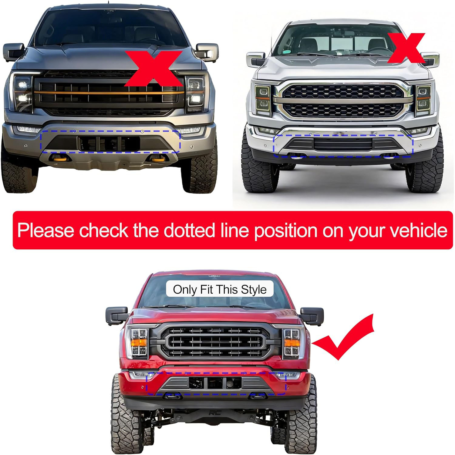 Front Bumper Cover Spacer Panel for 2021–2023 Ford F-150