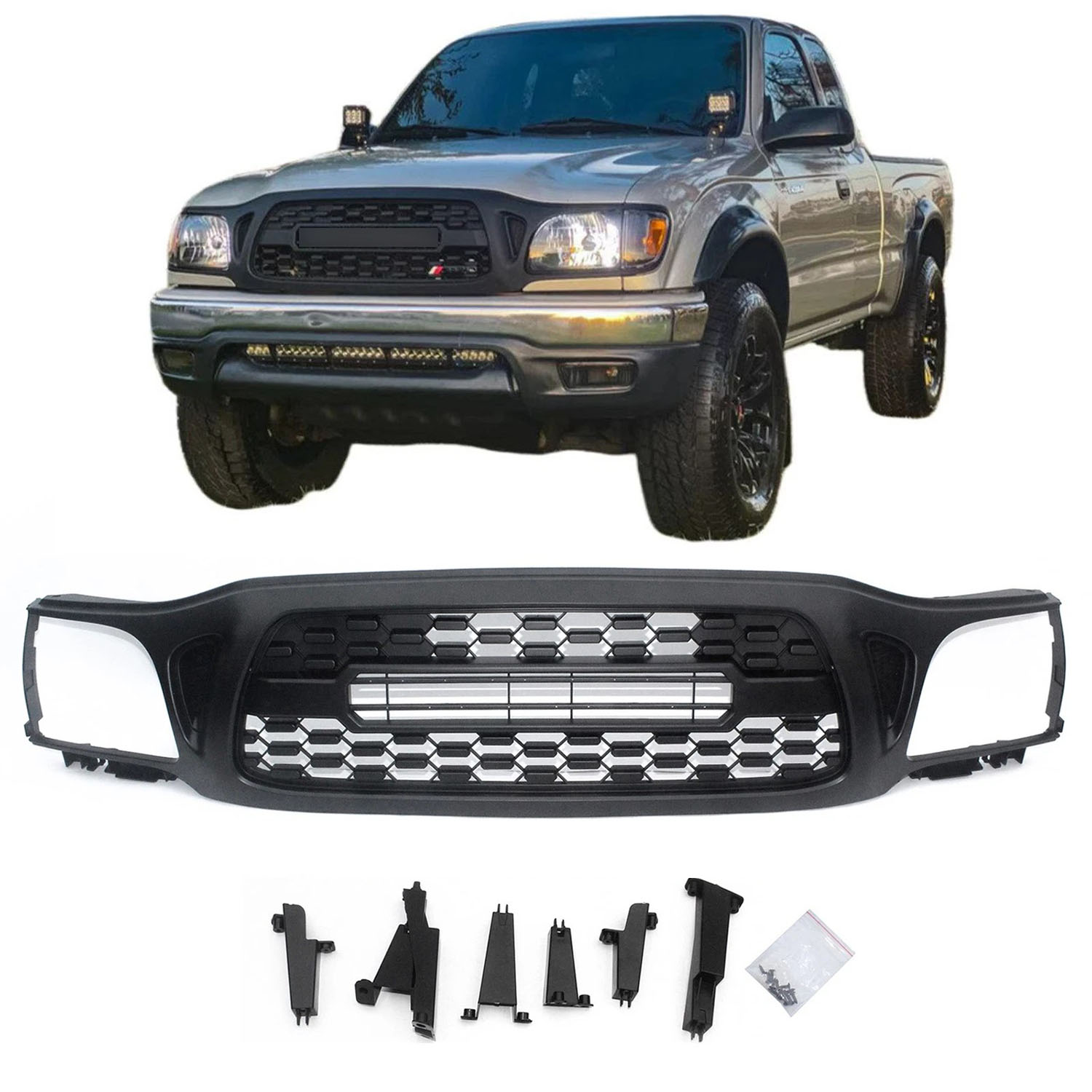 Covelta Matte Black Front Upper Grille for 2001–2004 Toyota Tacoma