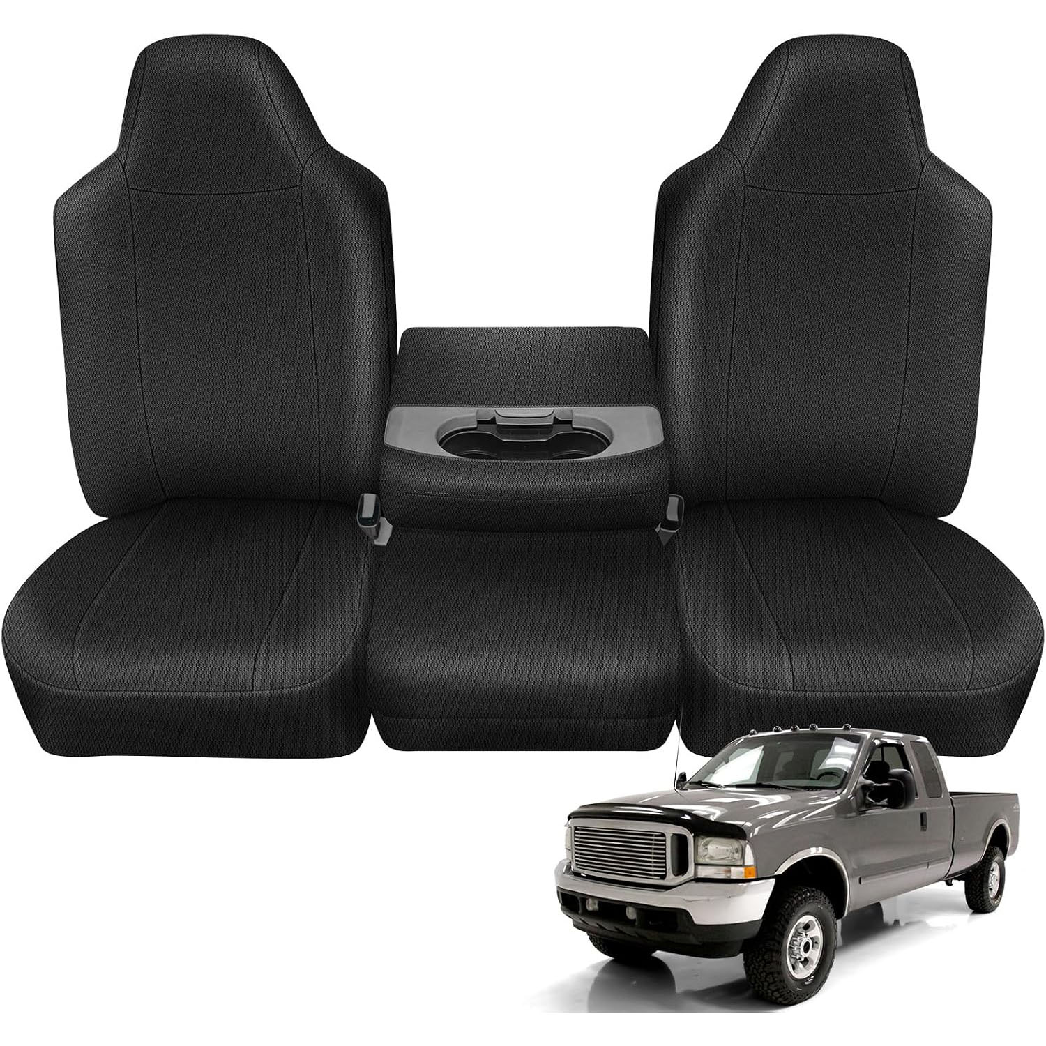 Front Seat Cover Replacement for 2002–2010 Ford F250–F550 Super Duty | 40/20/40 Split Bench Seat with Molded Headrests