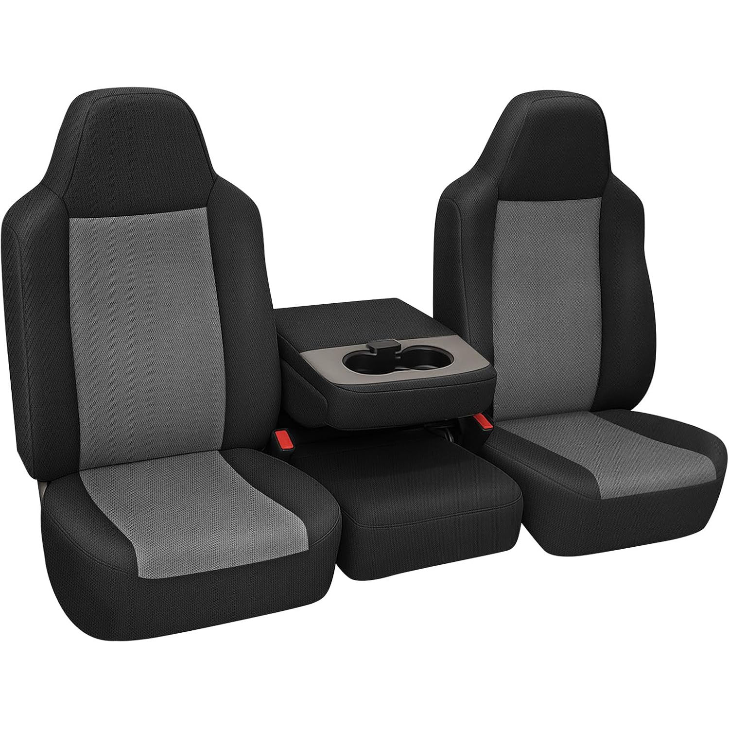 Front Seat Cover Replacement for 2002–2010 Ford F250–F550 Super Duty（Black and Charcoal）