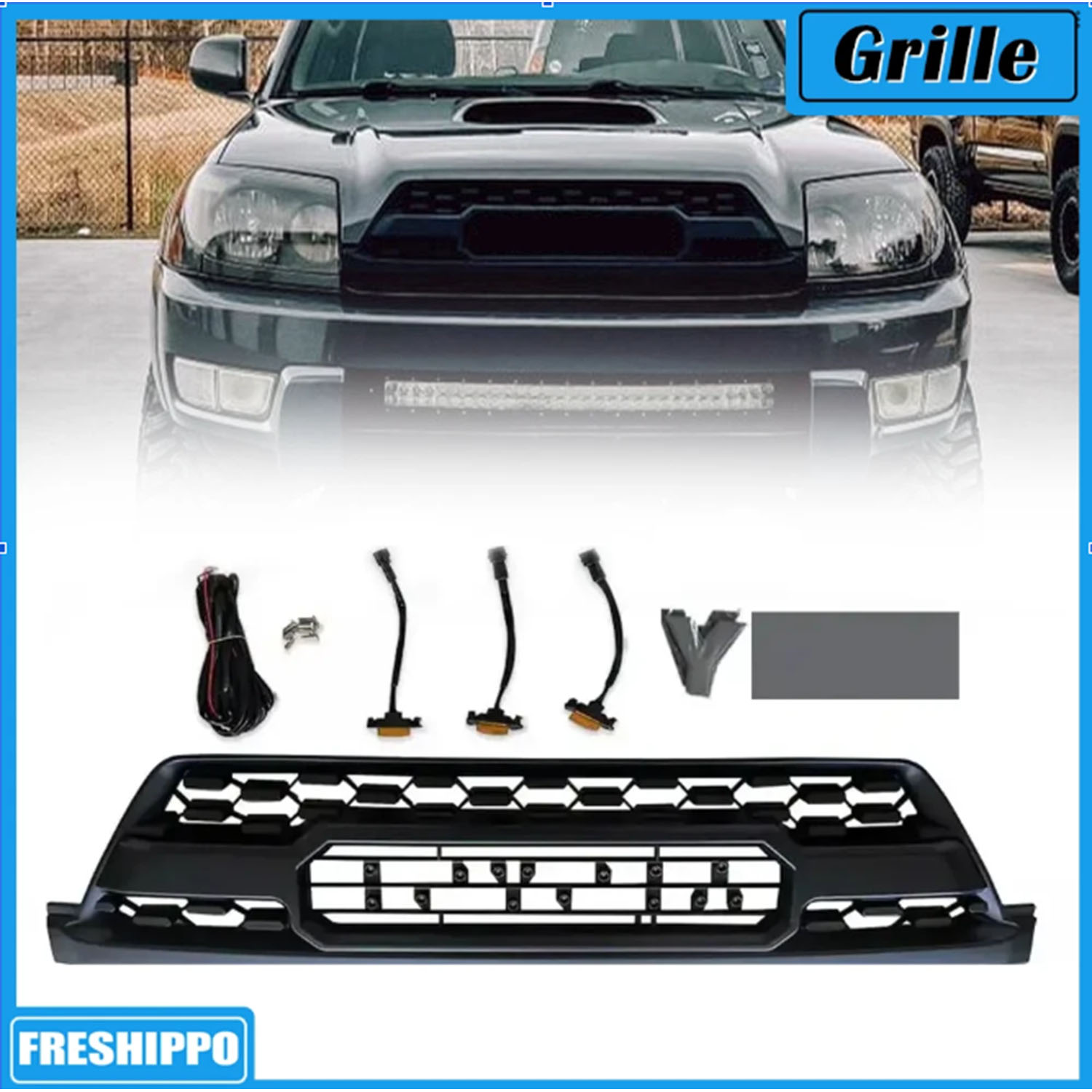 Matte Black Front Grille with LED Lights for 2003–2005 Toyota 4Runner