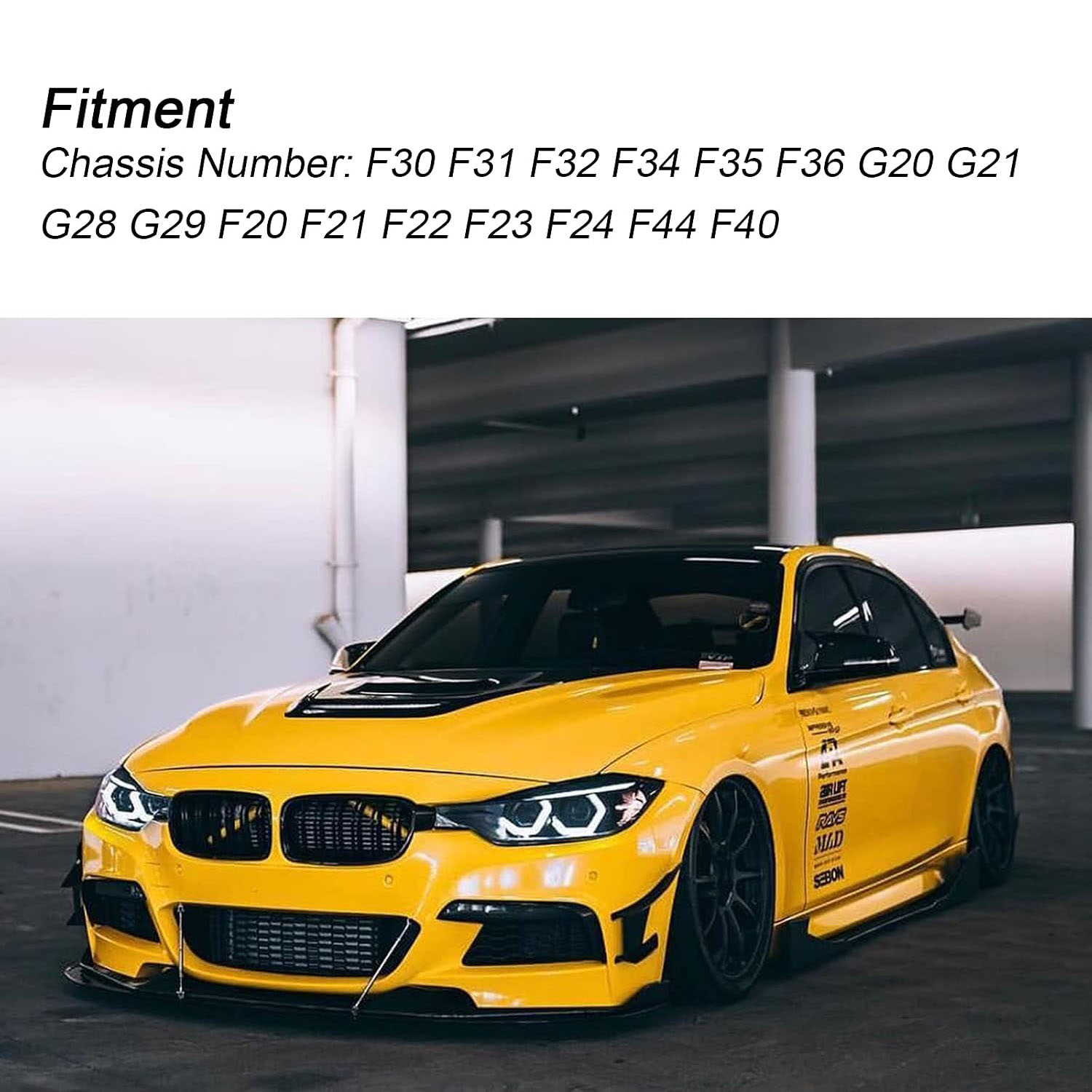 Covelta Grille Insert Stripes Replace for 2012-2019 BMW 1 series, 2 series, 3 series, 4 series and Z4(Yellow)