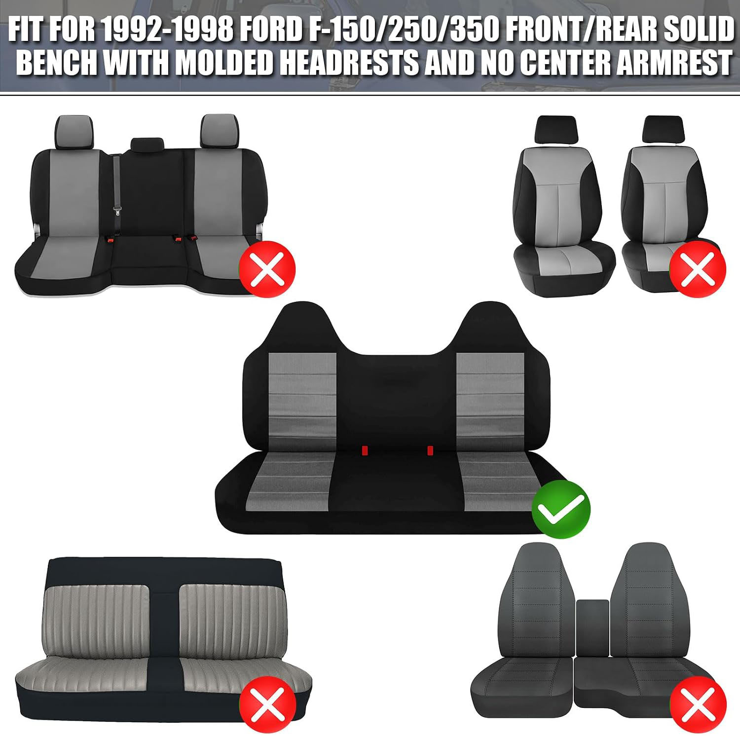 Front Seat Cover Replacement for 1992–1998 Ford F-150 F-250 F-350 Truck