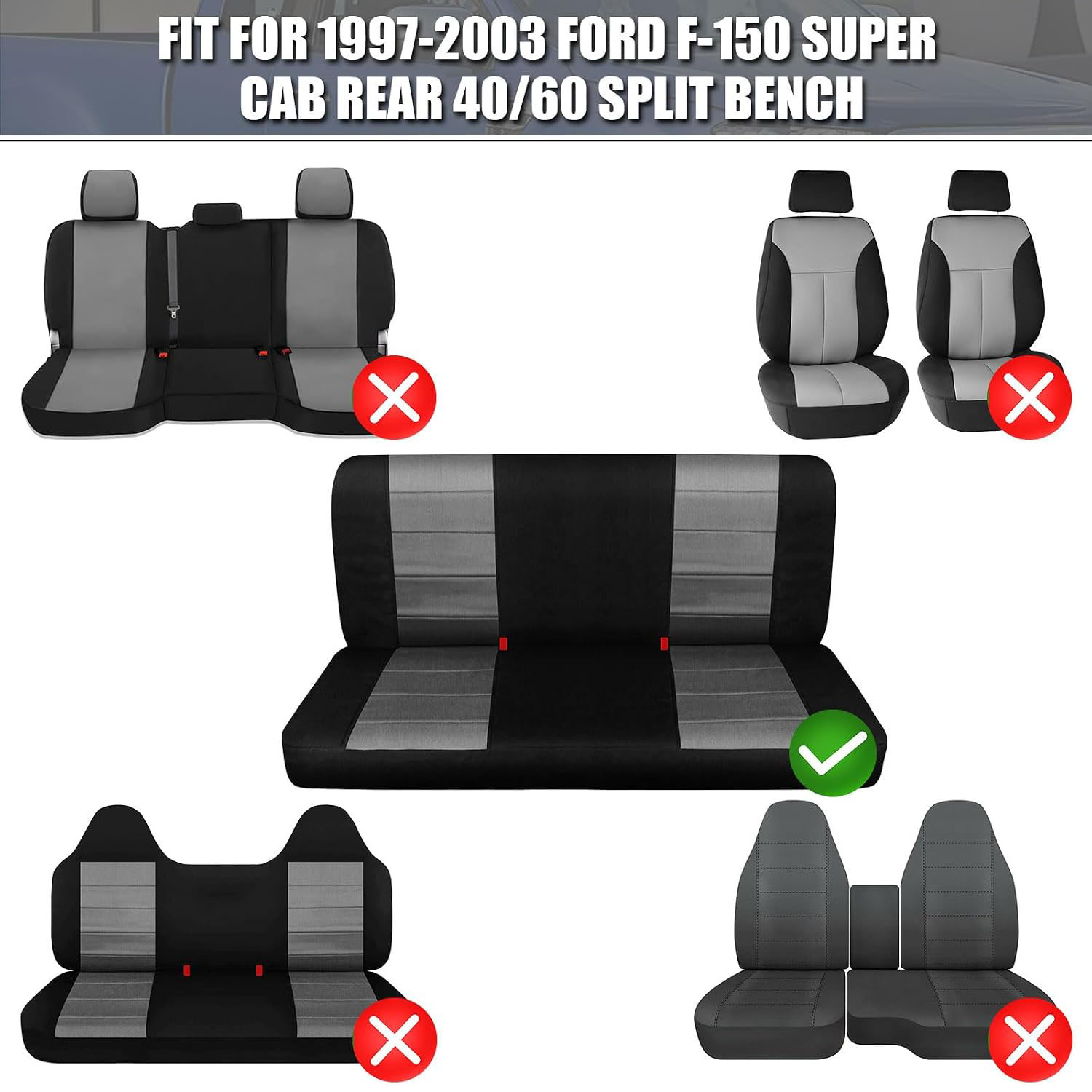 Rear Seat Cover Replacement for 1997–2003 Ford F-150 Super Cab