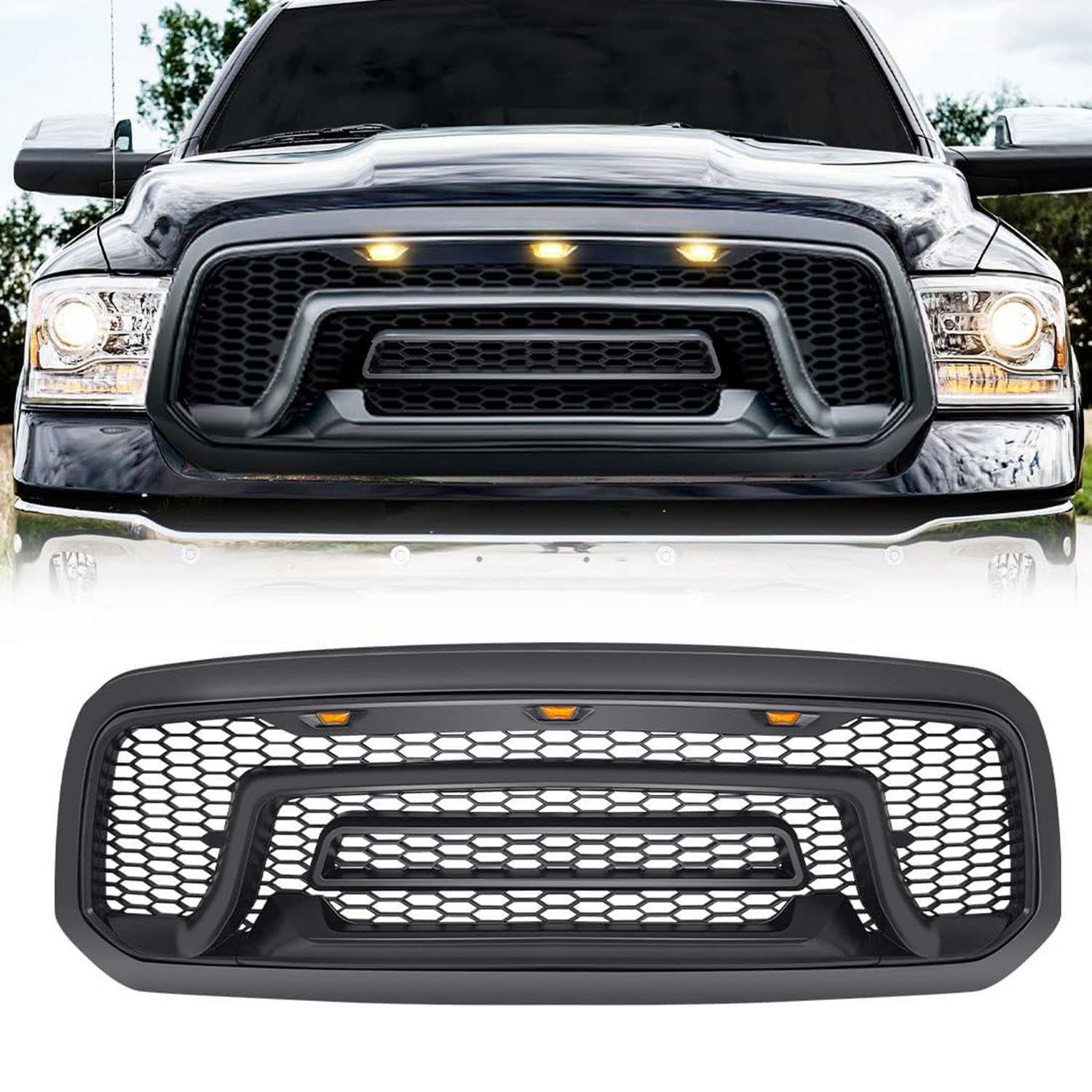 Front Grille with LED Lights for 2013–2018 Dodge Ram 1500
