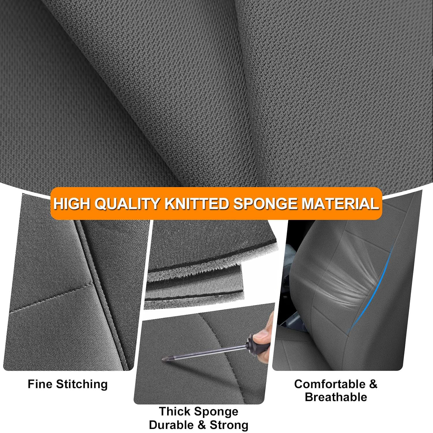 Front Seat Cover Replacement for 2002–2010 Ford F250–F550 Super Duty（Gray）