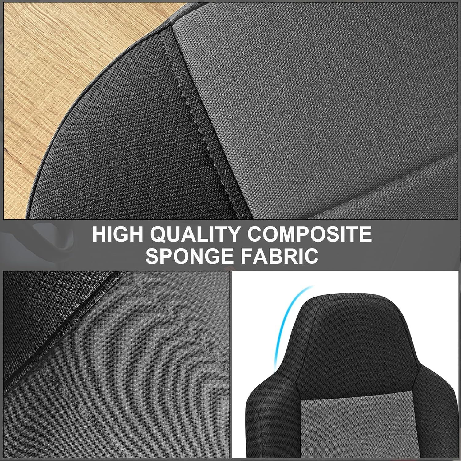 Front Seat Cover Replacement for 2002–2010 Ford F250–F550 Super Duty（Black and Charcoal）
