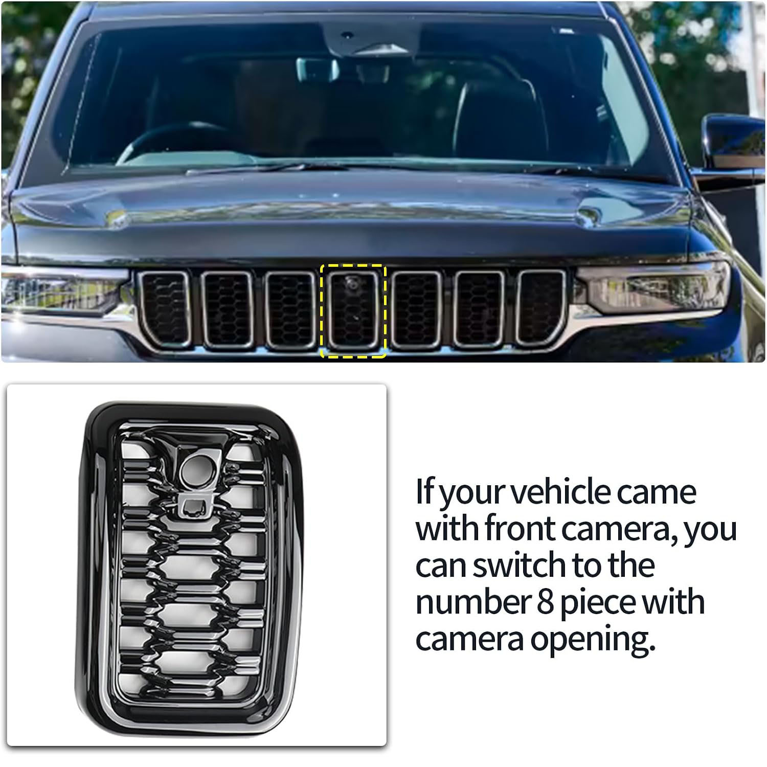 Covelta 8PCS Glossy Black Honeycomb Mesh Front Grill Inserts Replace for Jeep Grand Cherokee 2022-2025 WL and 2021-2025 L 