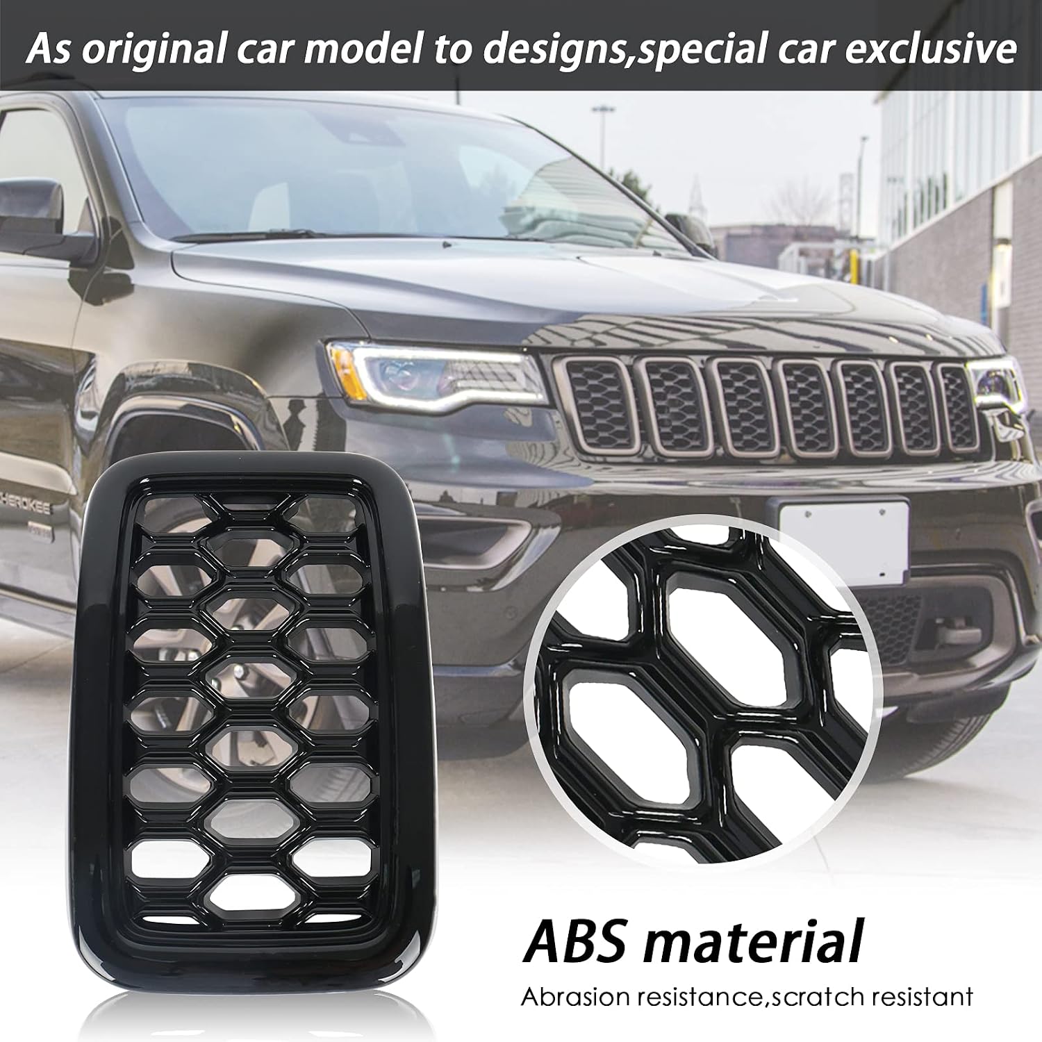 Covelta 7PCS Glossy Black Honeycomb Mesh Front Grille Inserts kits Replace for 2017-2021 Jeep Grand Cherokee