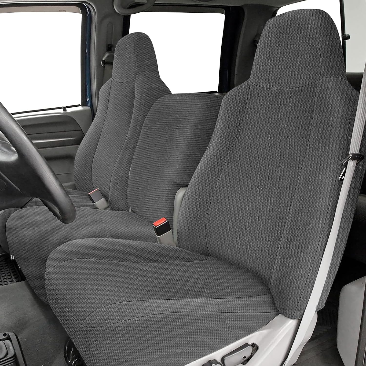 Front Seat Cover Replacement for 2002–2010 Ford F250–F550 Super Duty（Gray）