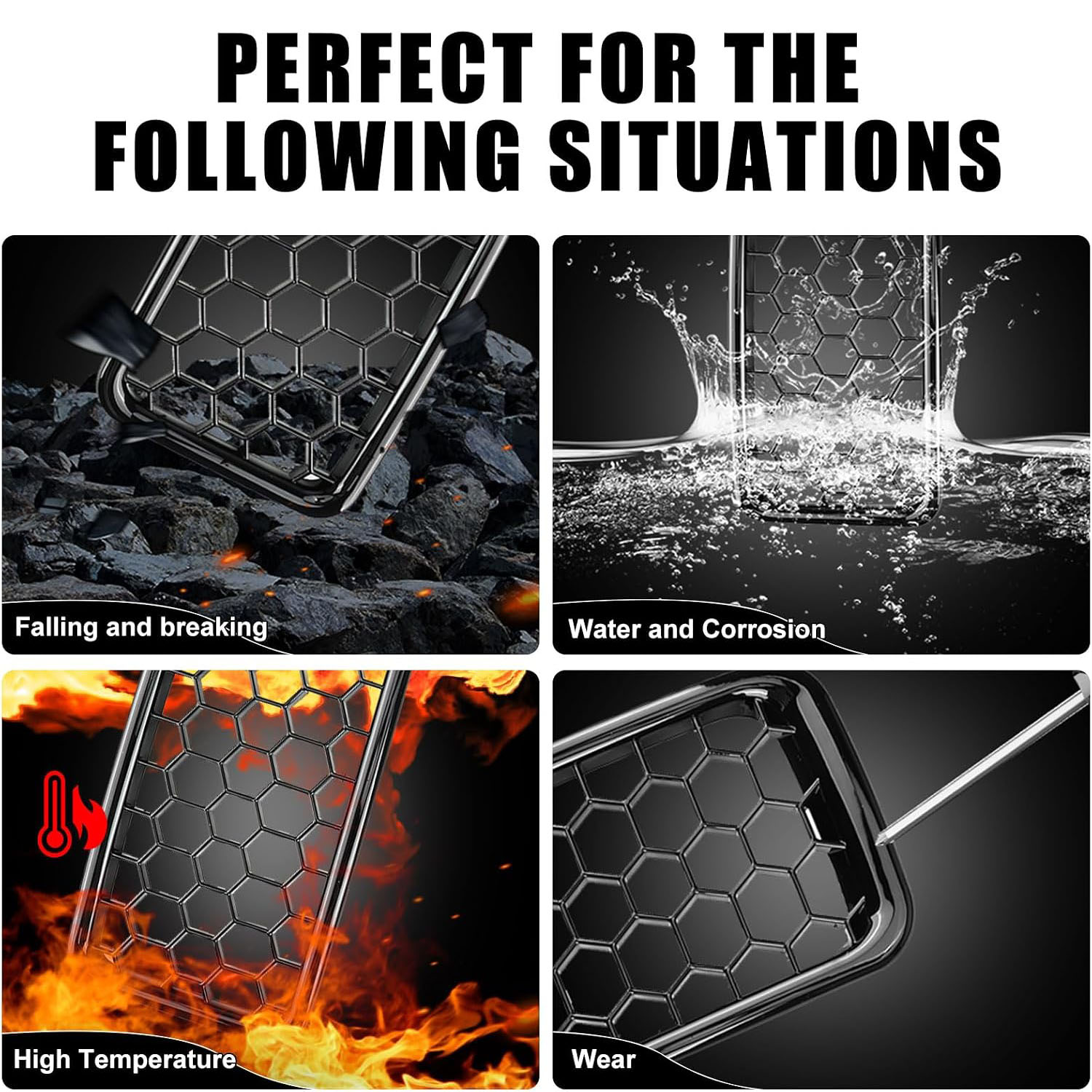 Covelta 7PCS Glossy Black Honeycomb Mesh Front Grill Inserts kits Replace for 2014-2016 Jeep Grand Cherokee WK 