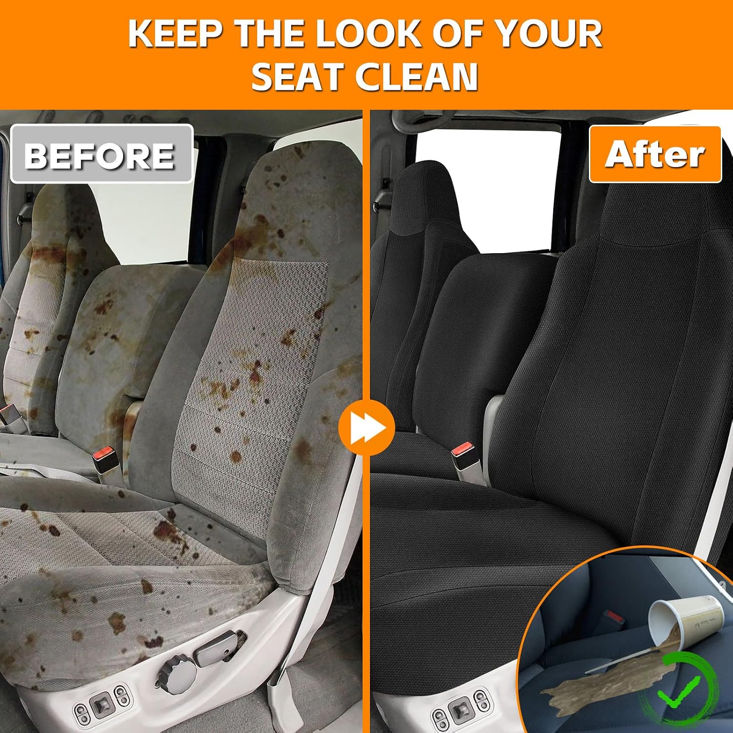 Front Seat Cover Replacement for 2002–2010 Ford F250–F550 Super Duty | 40/20/40 Split Bench Seat with Molded Headrests