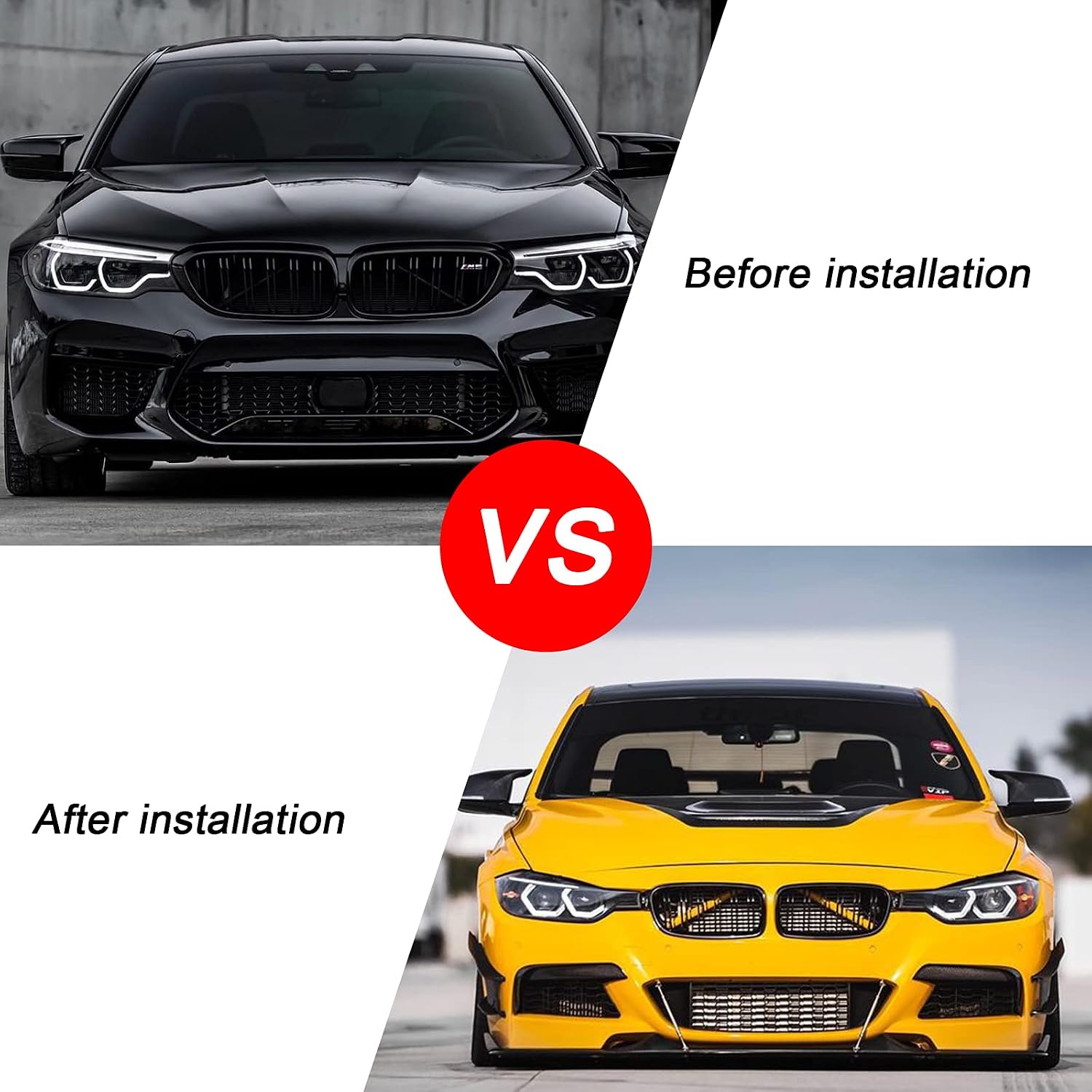 Covelta Grille Insert Stripes Replace for 2012-2019 BMW 1 series, 2 series, 3 series, 4 series and Z4(Yellow)